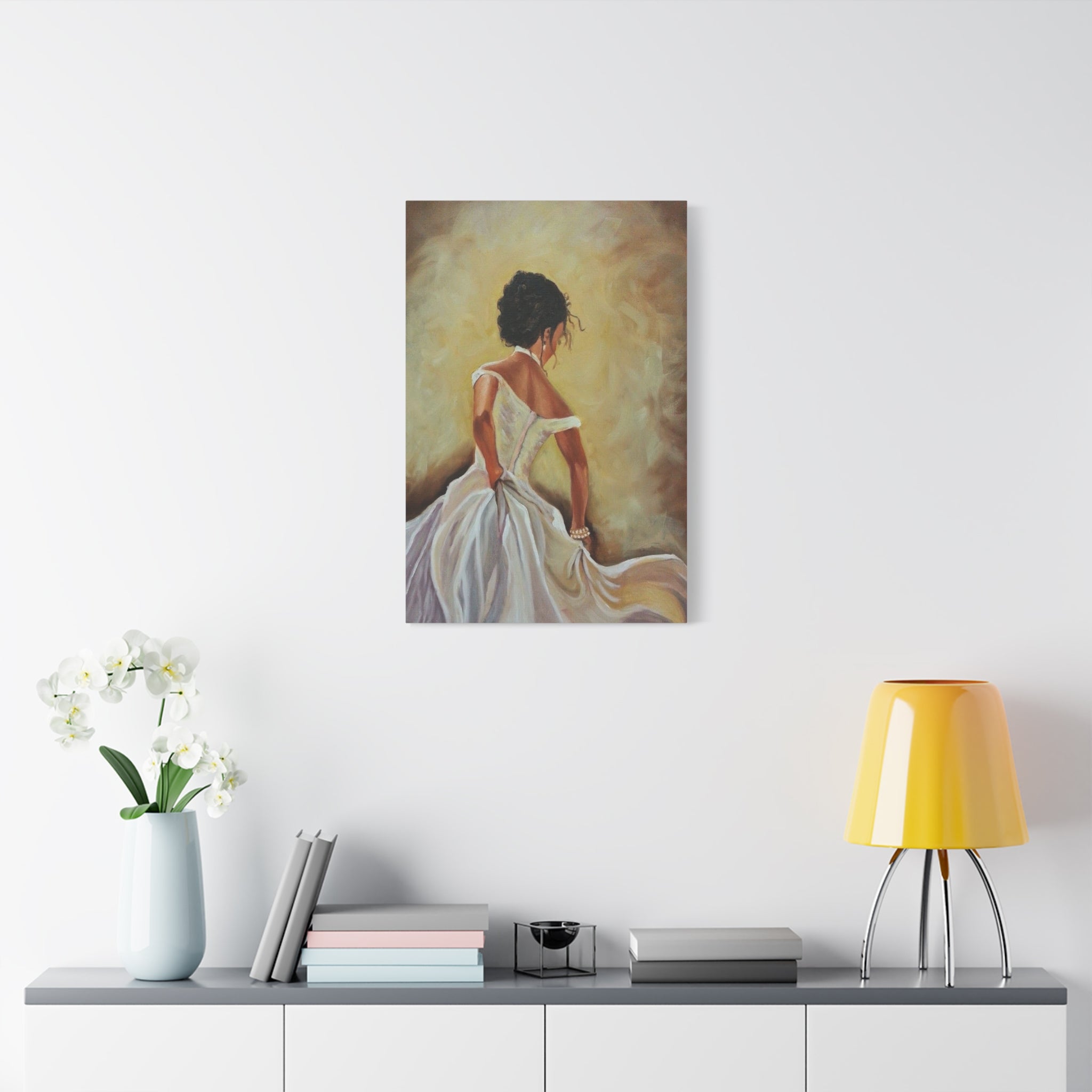 Elegant Bride Portrait Canvas Print — Romantic Wedding Wall Art