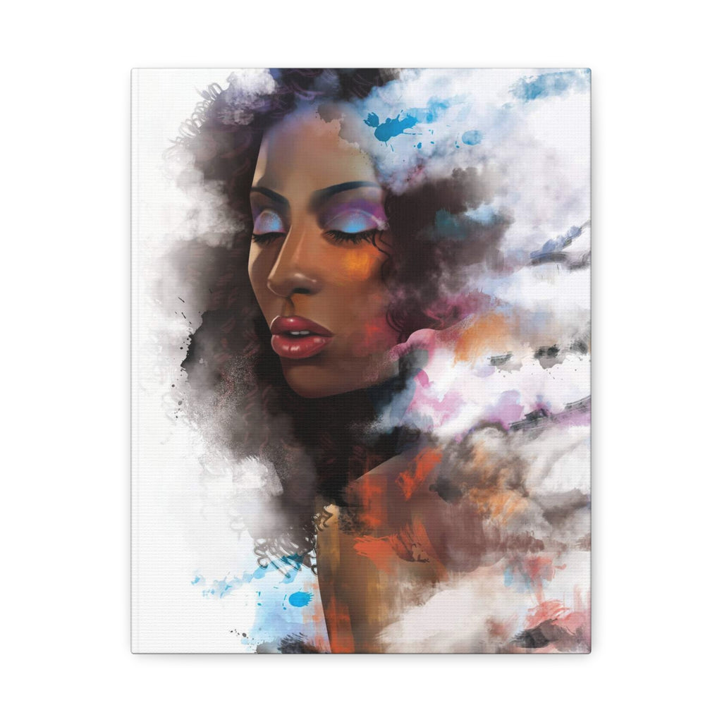 Abstract Portrait Canvas Wall Art — Colorful Afrocentric Woman Matte Stretched Canvas