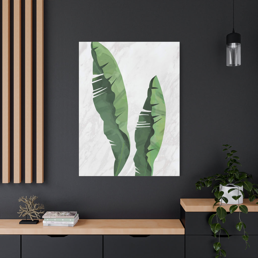 Banana Leaf Botanical Canvas Wall Art - Matte Stretched 1.25"