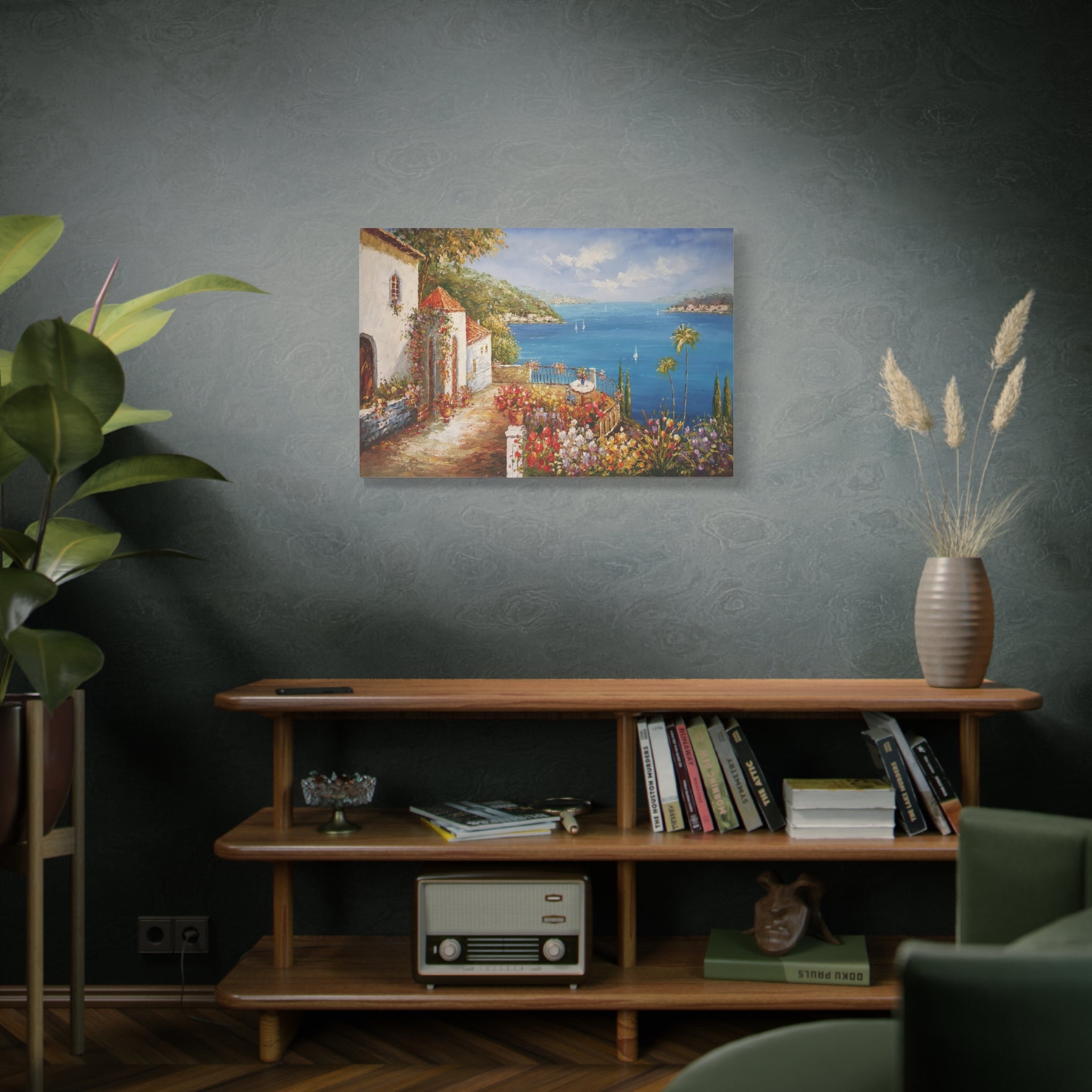 Mediterranean Seaside Canvas Print — Stretched Matte Wall Art 