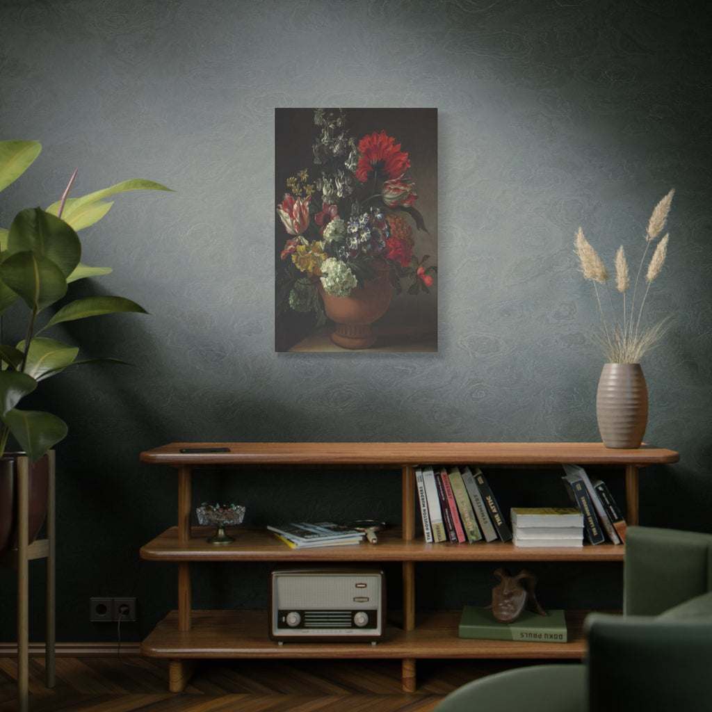 Still Life Floral Canvas Print — Classic Vase Bouquet Matte Wall Art 