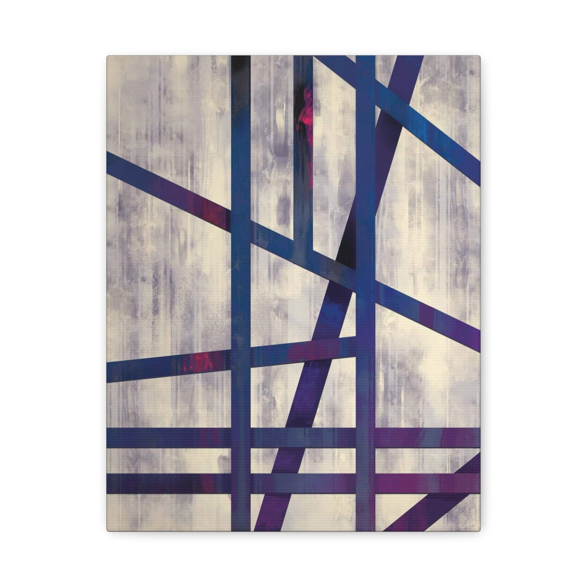 Abstract Geometric Canvas Print – Modern Blue & Purple Lines Art 