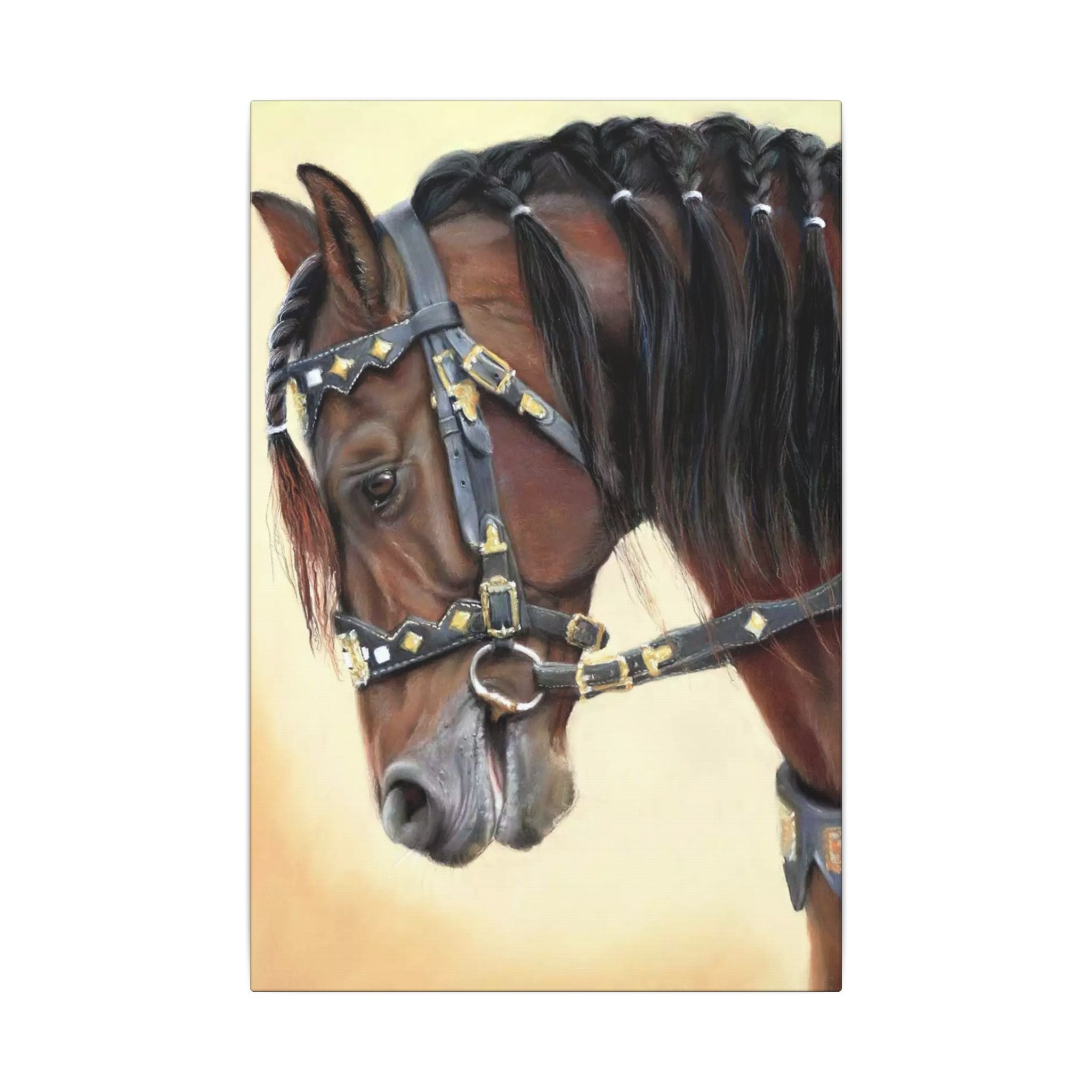 Horse Portrait Canvas Print — Elegant Bridle Art for Home & Stable Decor 