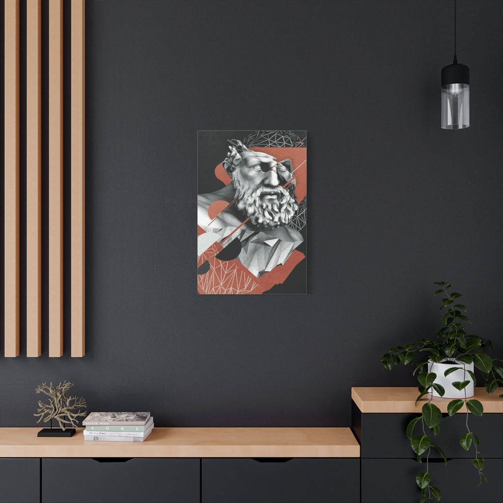 Classical Bust Abstract Matte Canvas Wall Art — Geometric Greek Sculpture Print