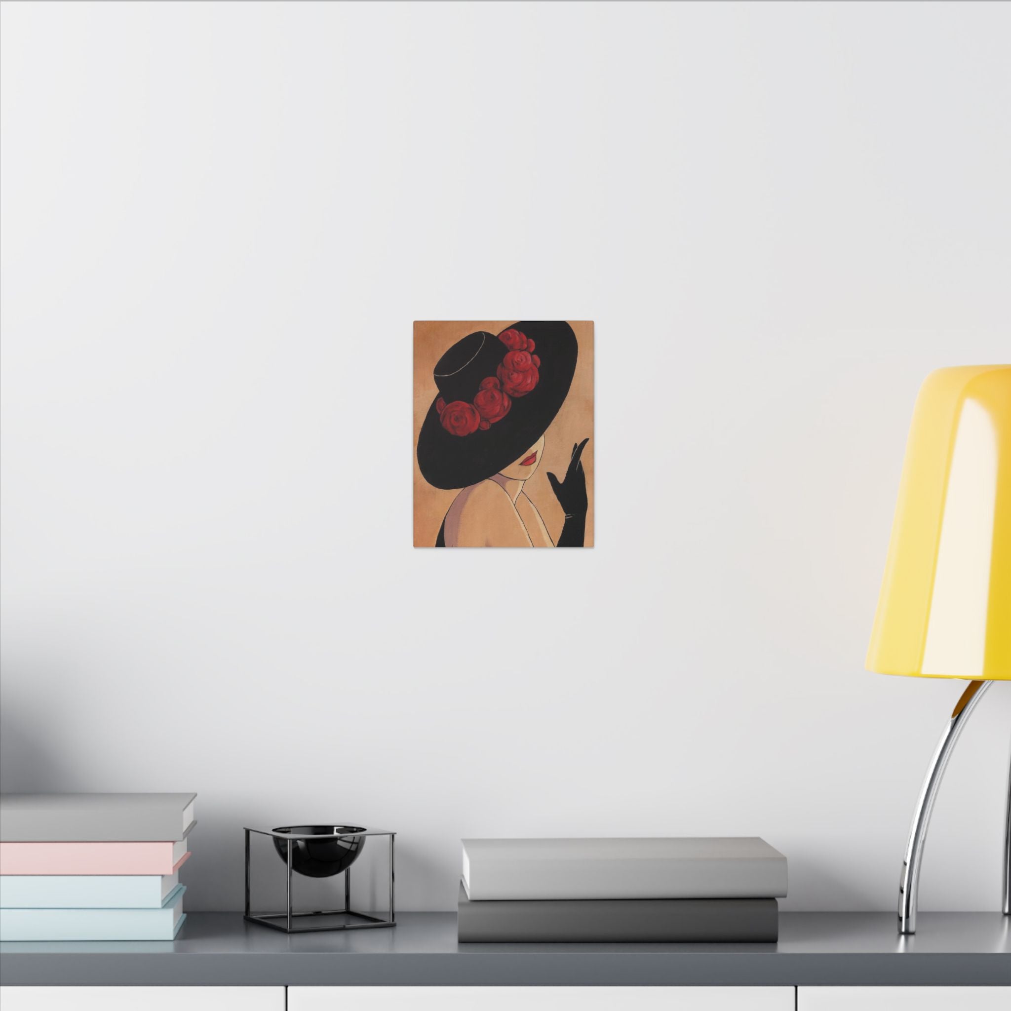 Elegant Black Hat Wall Art | Vintage Fashion Portrait for Chic Home Decor - TheKaraHan