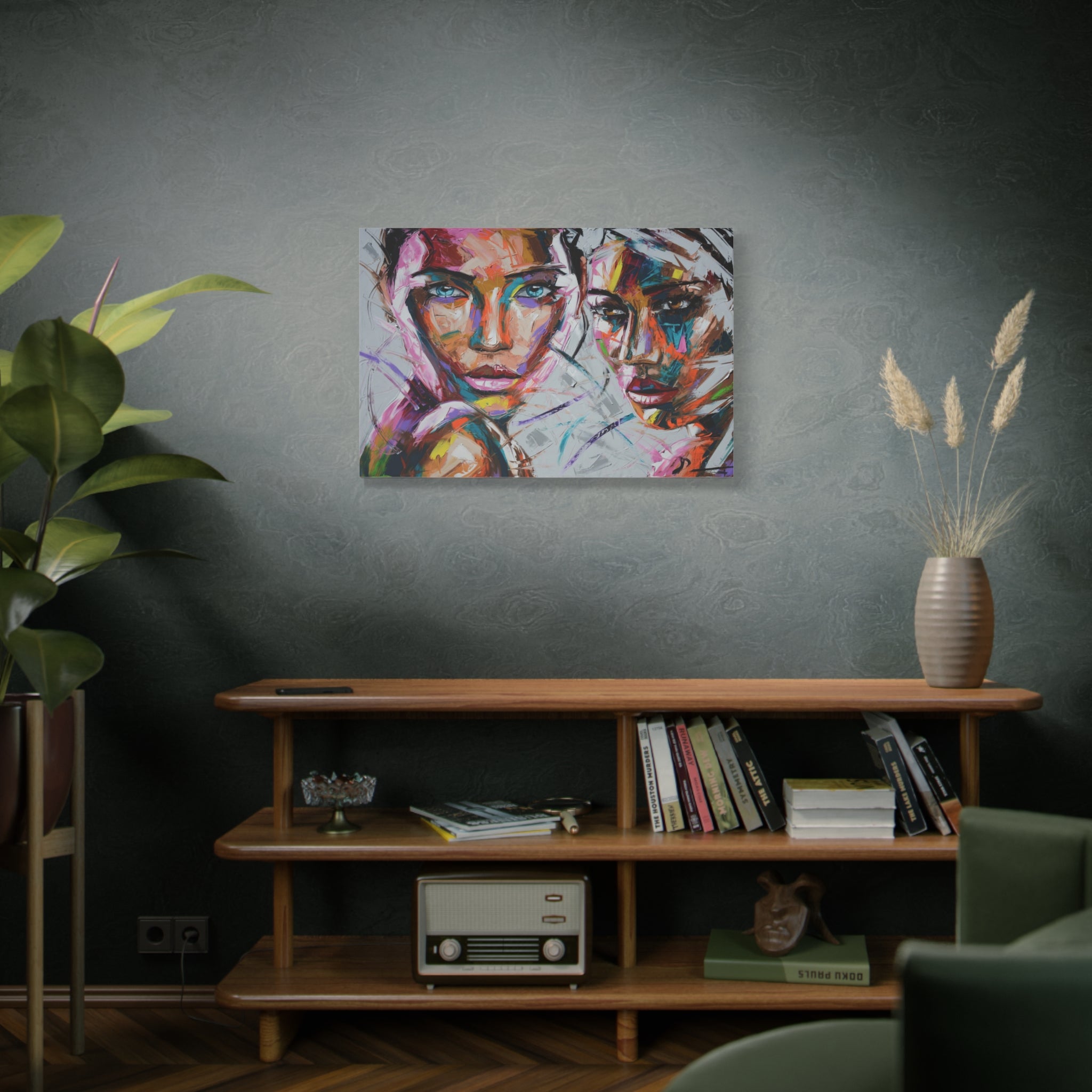 Abstract Colorful Portrait Canvas - Modern Stretched Wall Art 