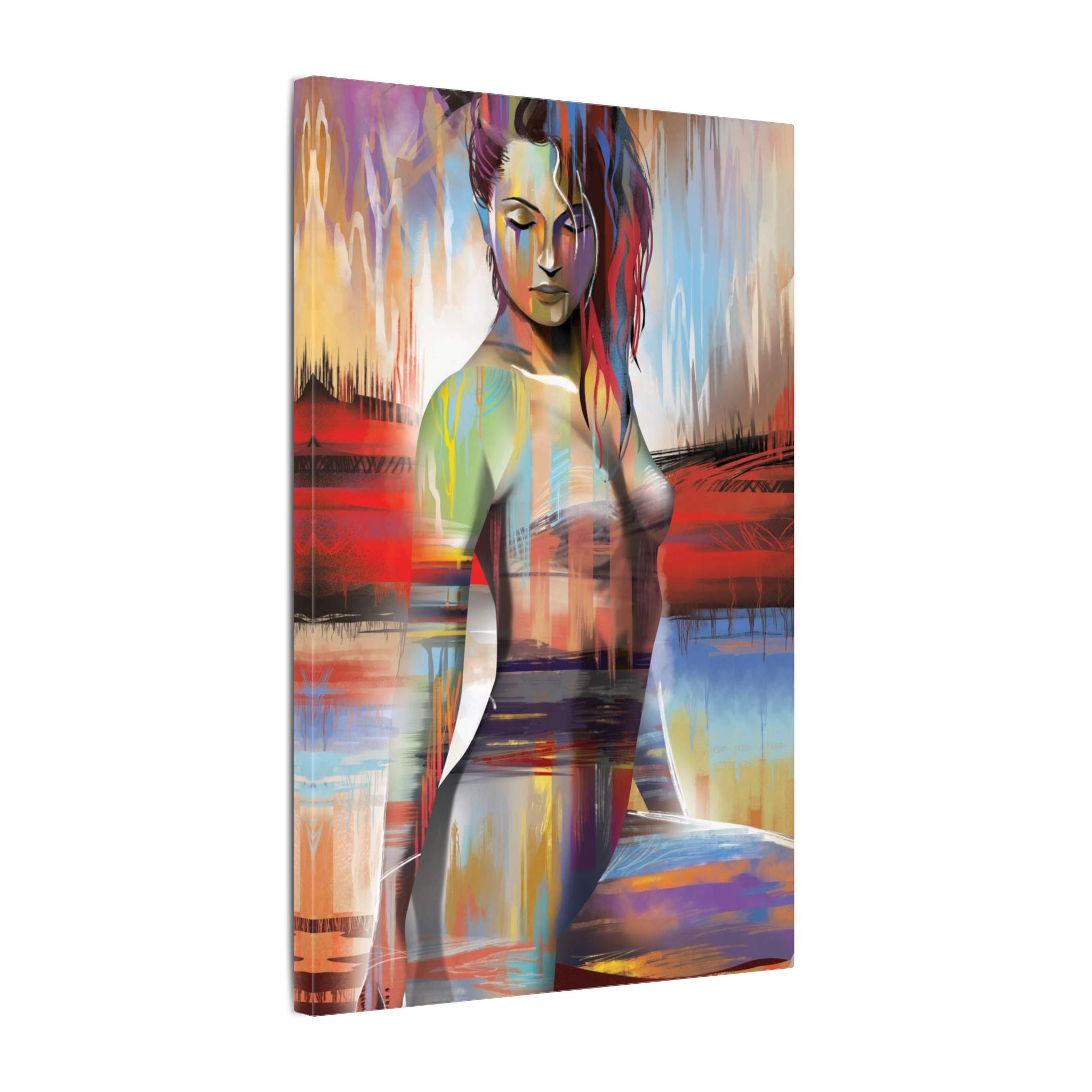 Abstract Colorful Woman Matte Canvas Print — Modern Figurative Wall Art 