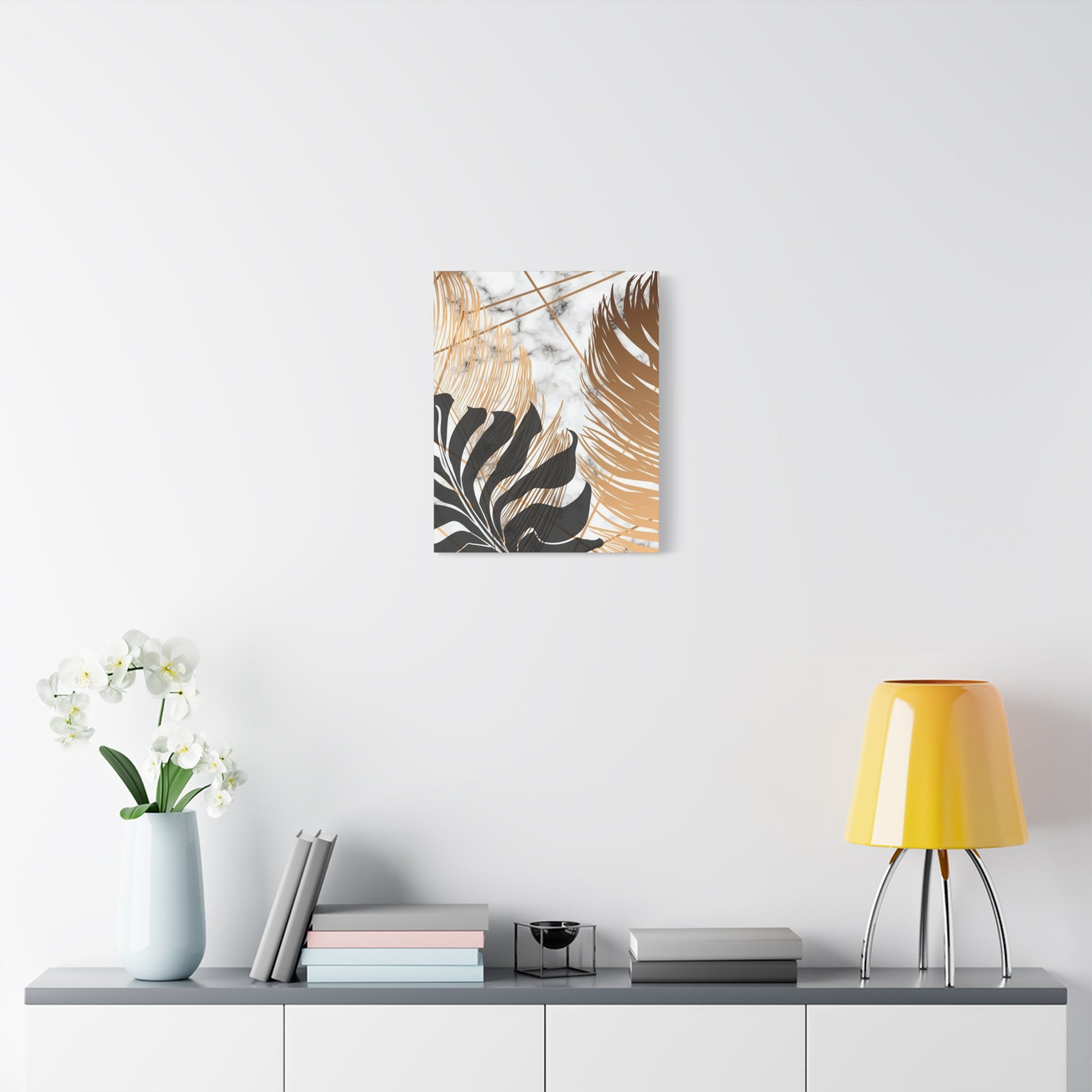 Tropical Palm Canvas Wall Art — Gold & Marble Botanical Print