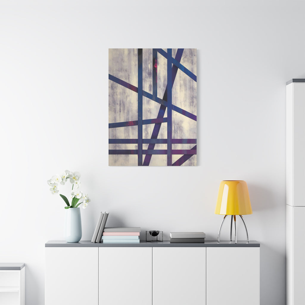 Abstract Geometric Canvas Print – Modern Blue & Purple Lines Art