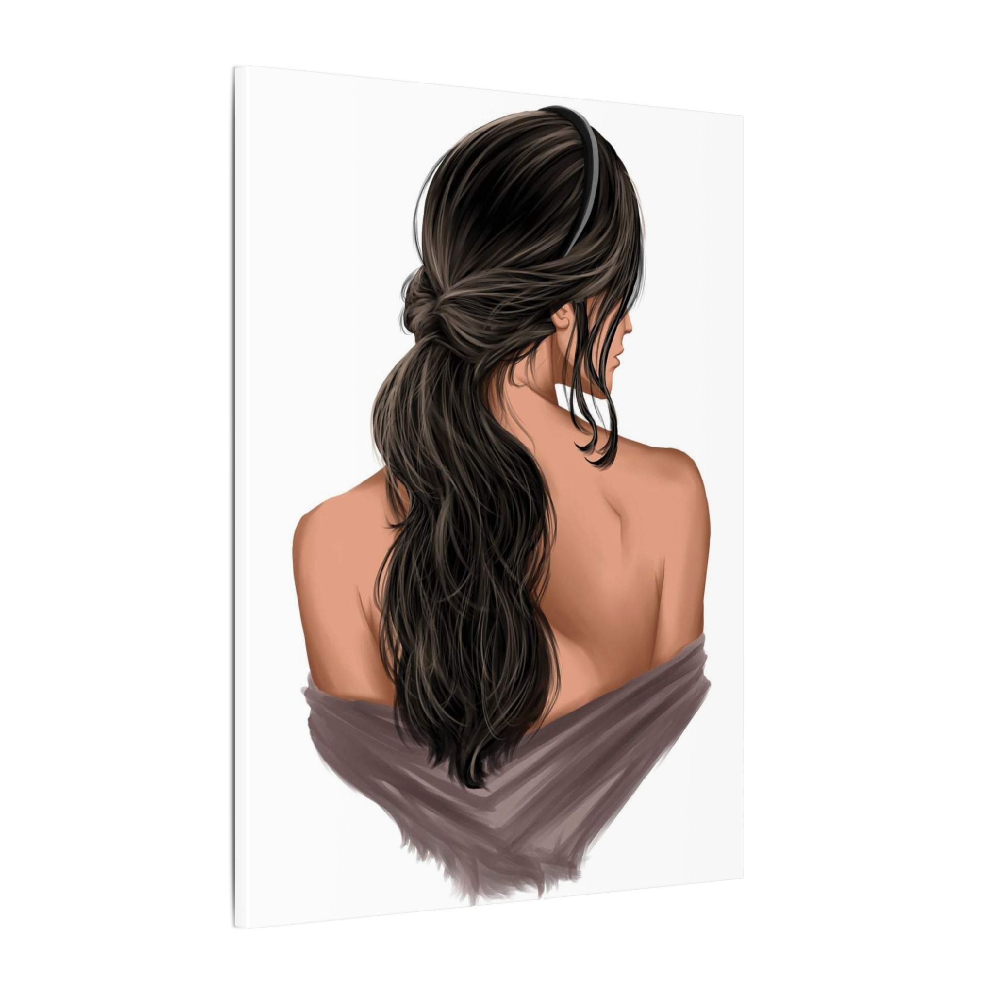 Portrait Canvas Print — Woman Back View with Loose Ponytail 