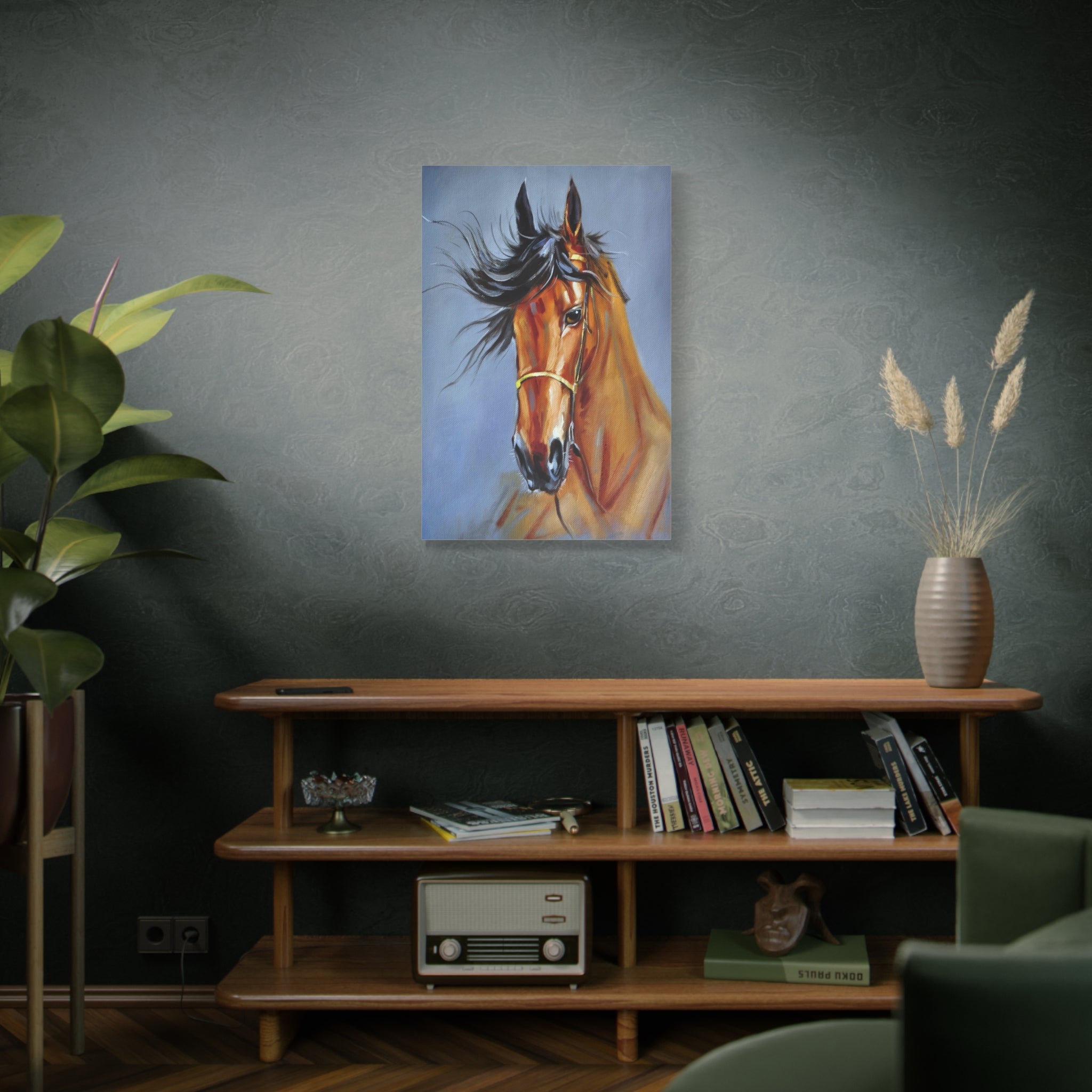 Bay Horse Portrait Matte Canvas Print — Stretched Wall Art (1.25") 
