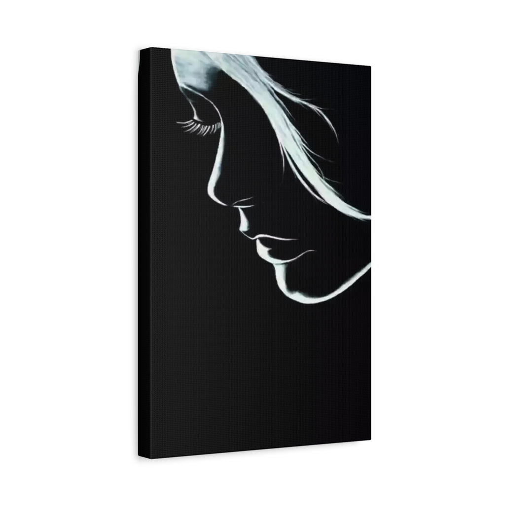 Minimalist Woman Silhouette Canvas Art — Monochrome Profile Wall Décor 