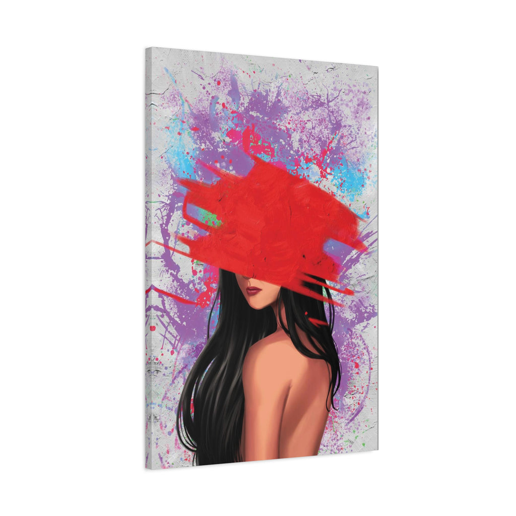 Abstract Red Brushstroke Woman — Matte Stretched Canvas Wall Art 