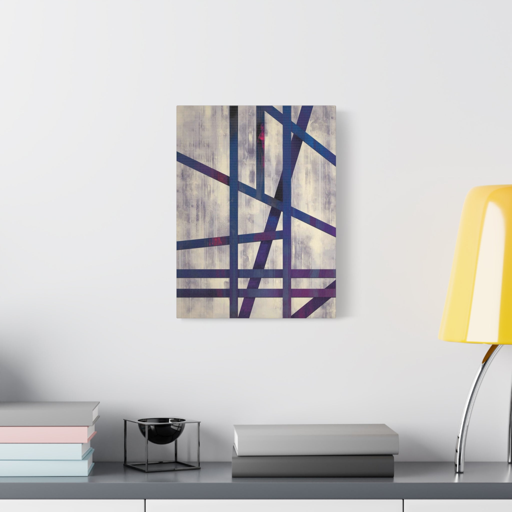 Abstract Geometric Canvas Print – Modern Blue & Purple Lines Art