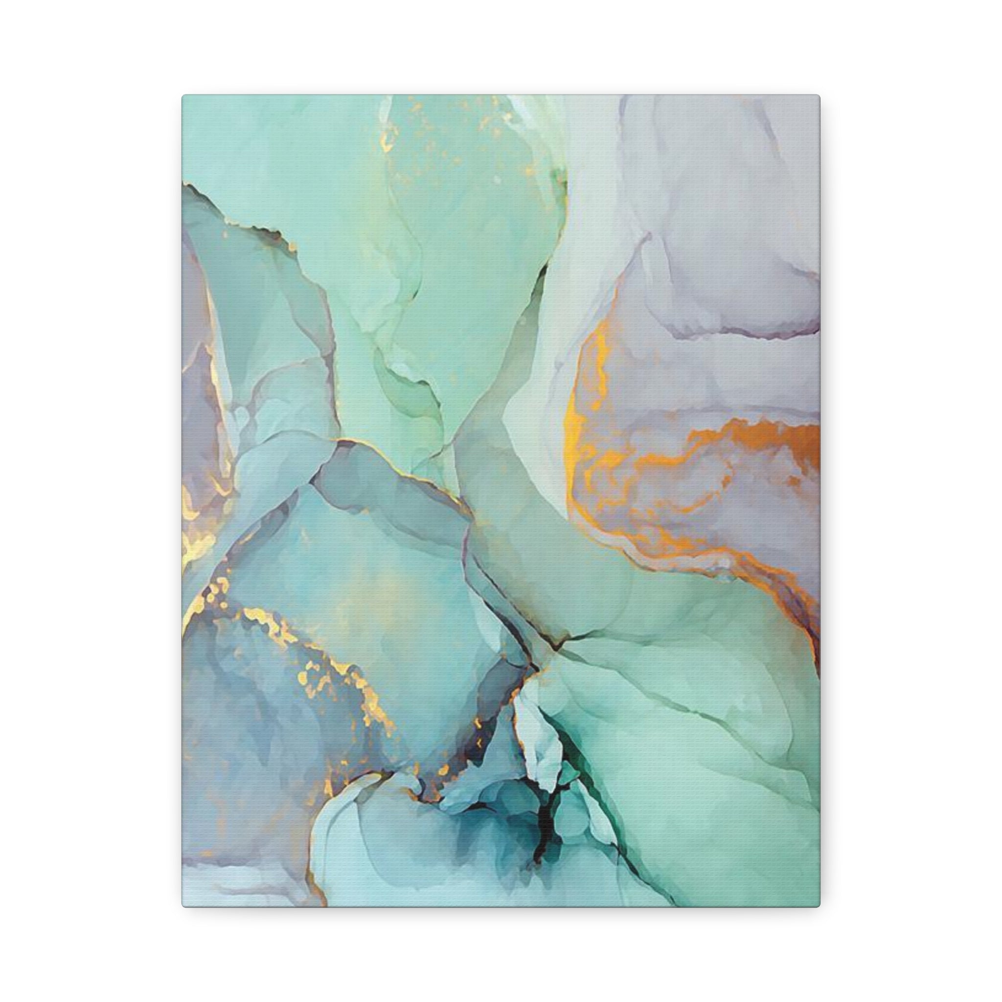 Aqua Marble Abstract Canvas Art — Matte Stretched Wall Print 