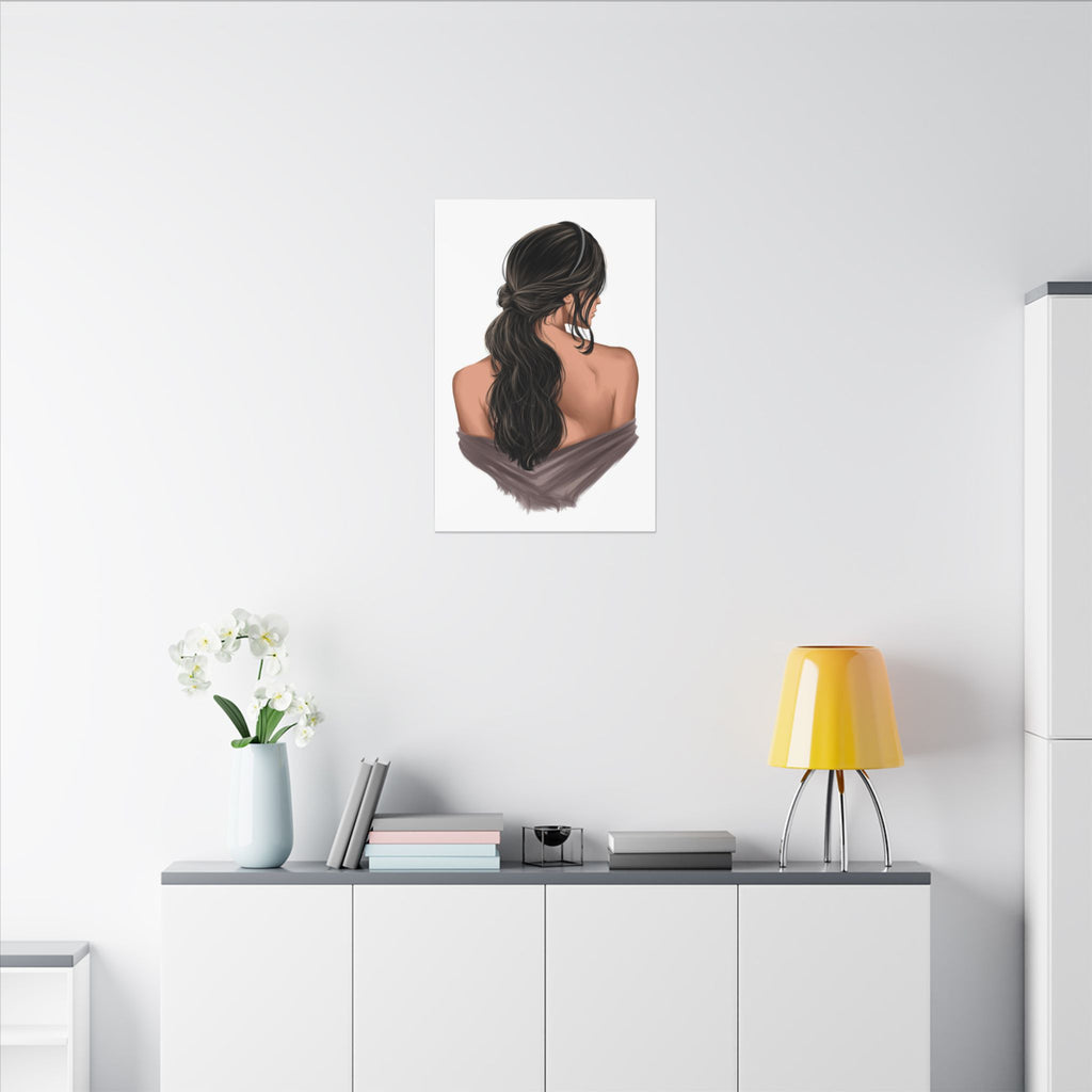 Portrait Canvas Print — Woman Back View with Loose Ponytail 