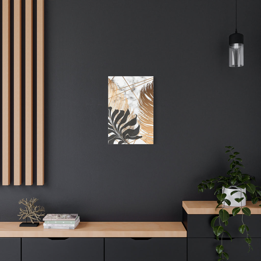 Tropical Palm Canvas Wall Art — Gold & Marble Botanical Print