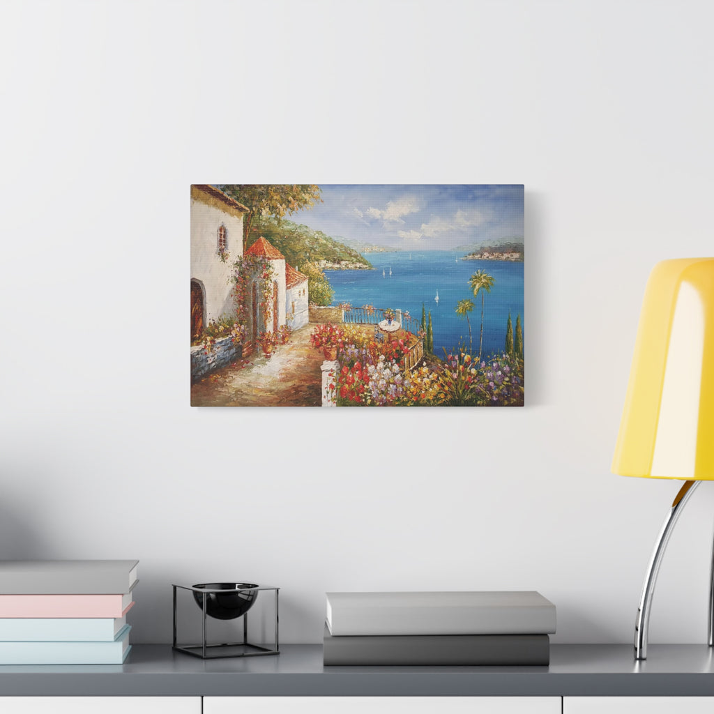 Mediterranean Seaside Canvas Print — Stretched Matte Wall Art 