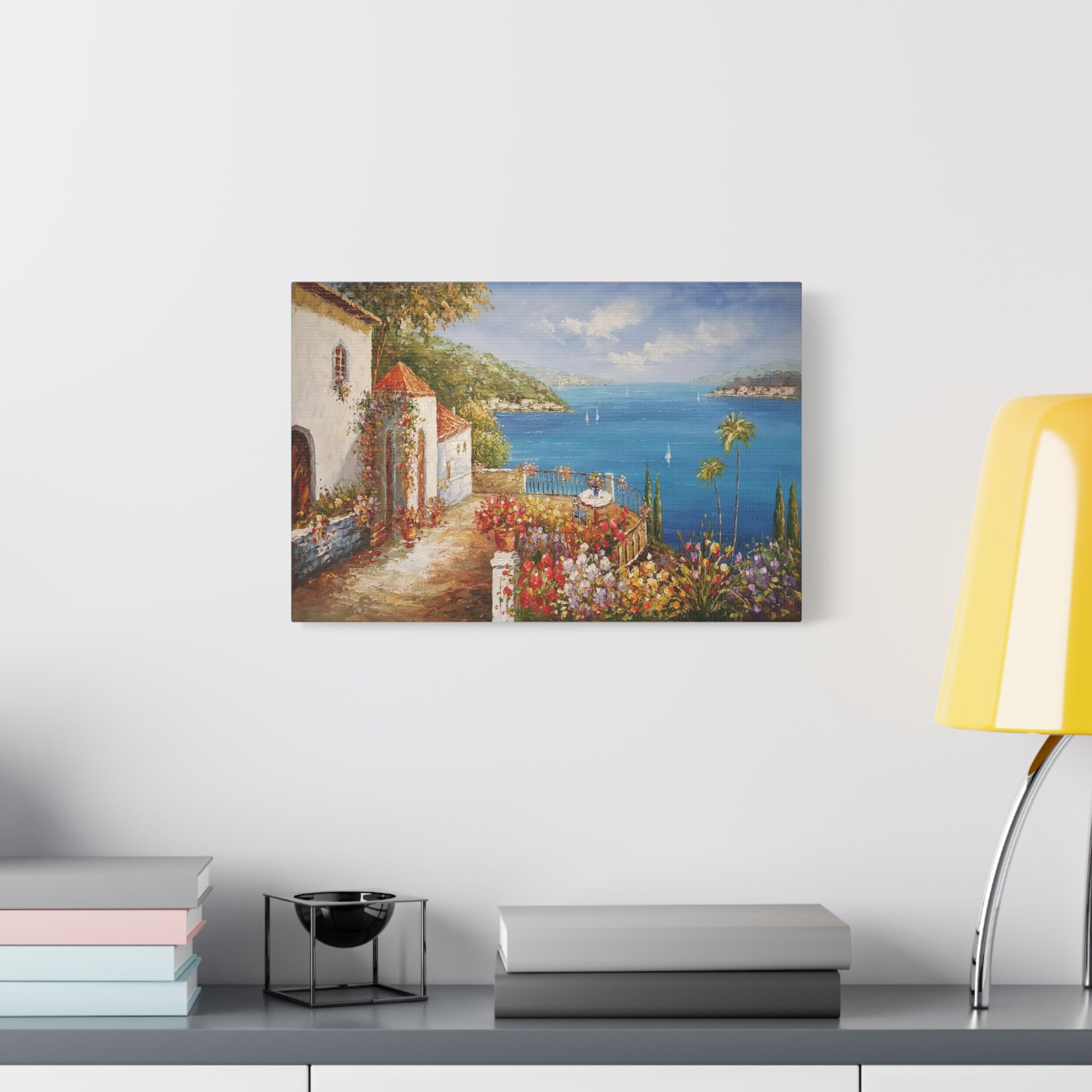 Mediterranean Seaside Canvas Print — Stretched Matte Wall Art 