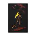 Sunset Singer Canvas Wall Art — Minimalist Neon Female Vocalist Silhouette 