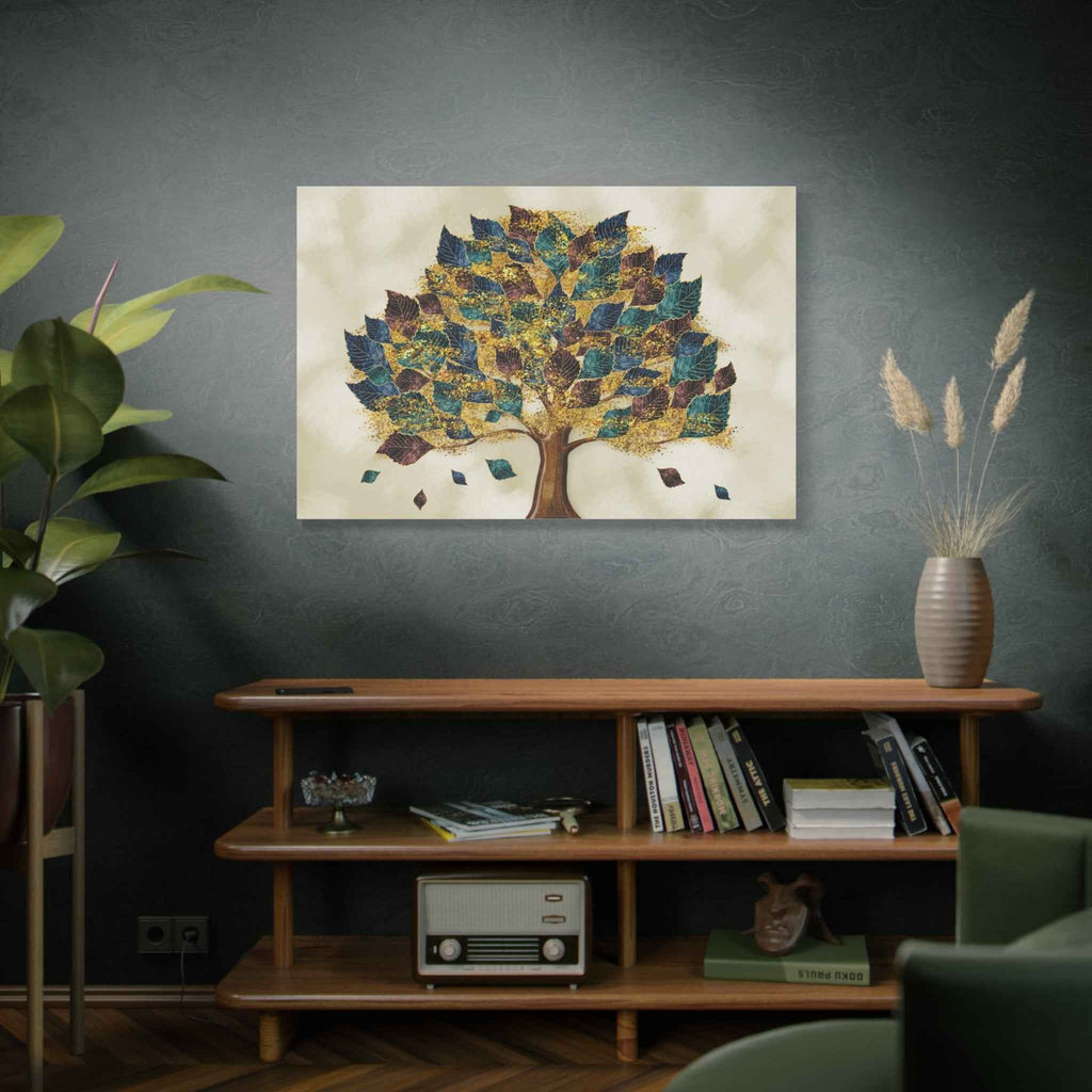 Golden Tree of Life Canvas Wall Art – Colorful Nature Decor