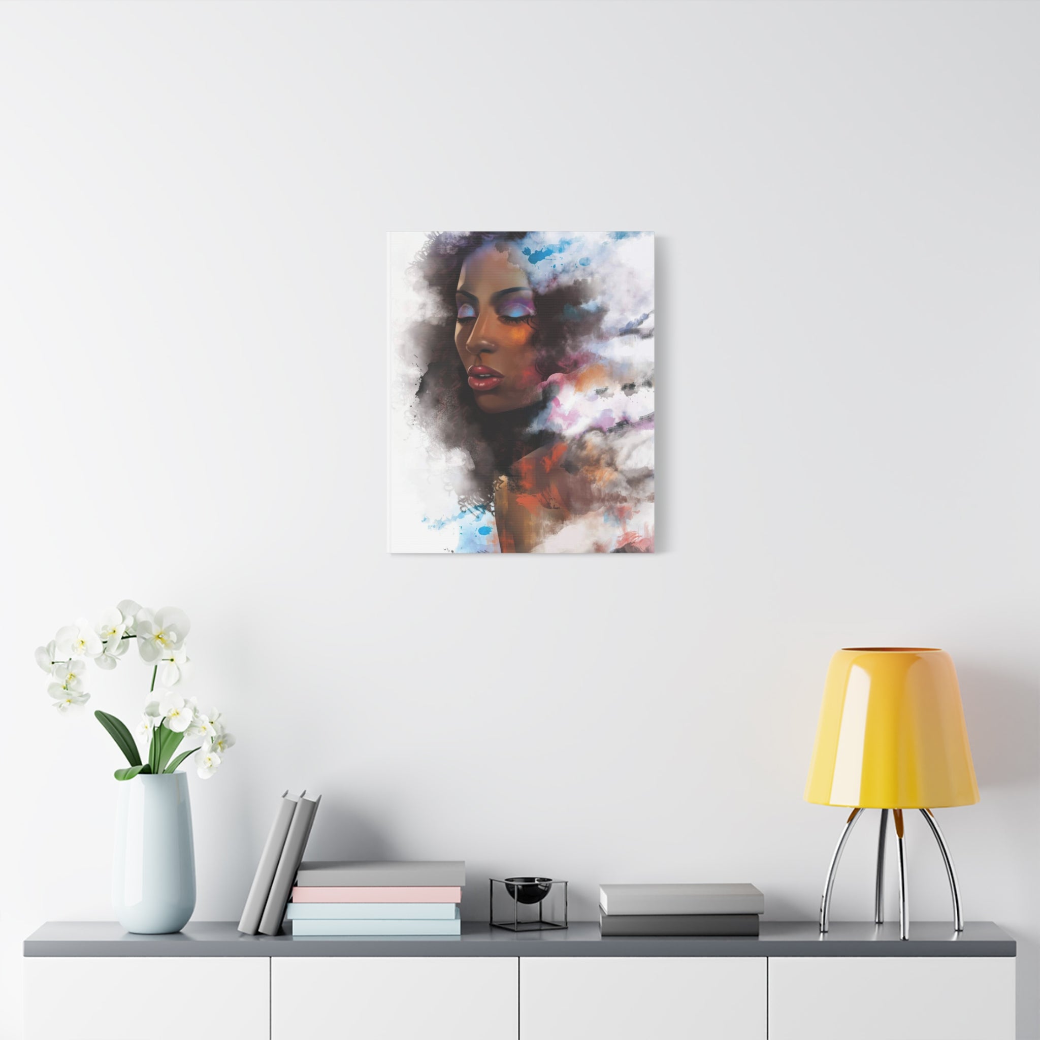 Abstract Portrait Canvas Wall Art — Colorful Afrocentric Woman Matte Stretched Canvas