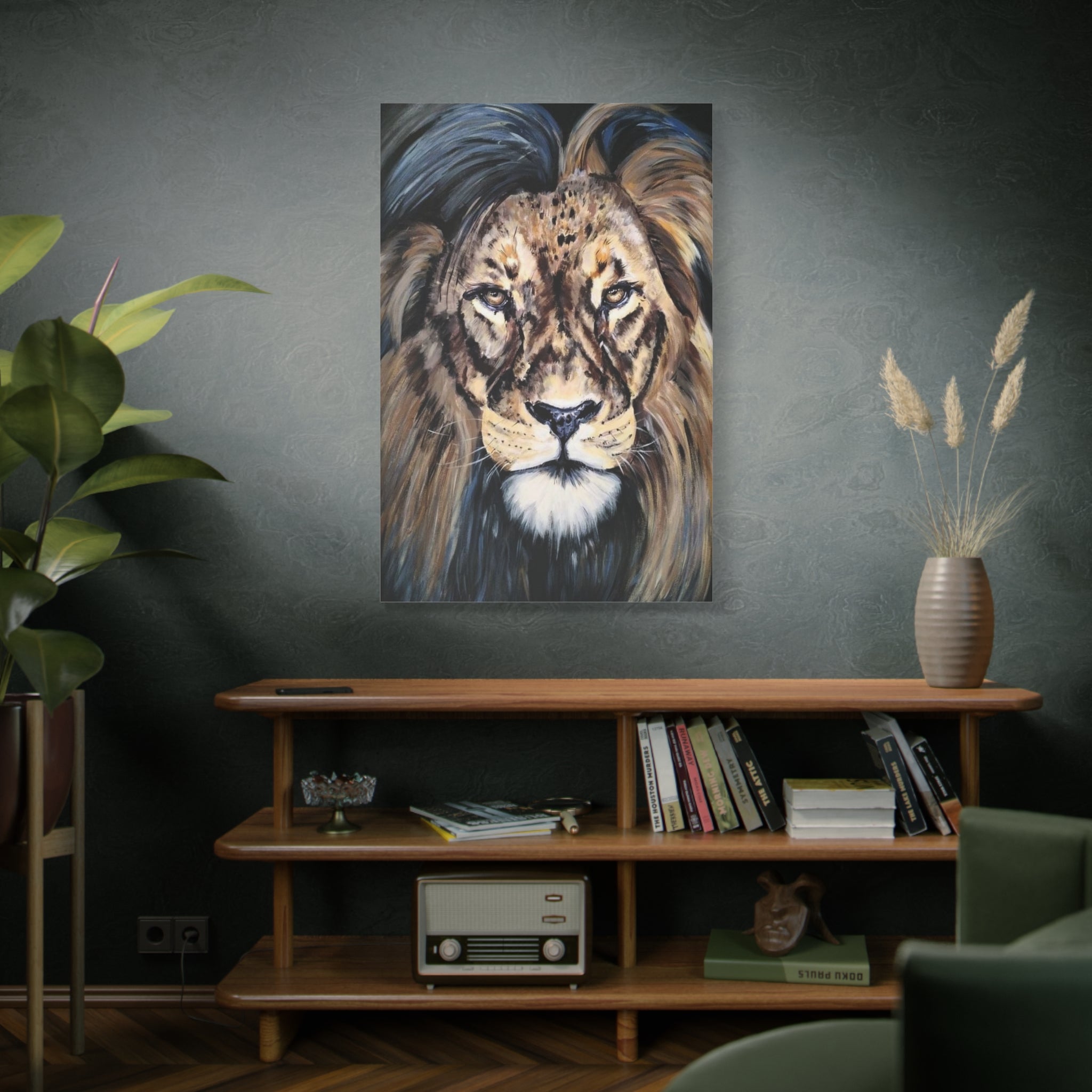 Lion Portrait Matte Canvas Wall Art — Stretched 1.25" 