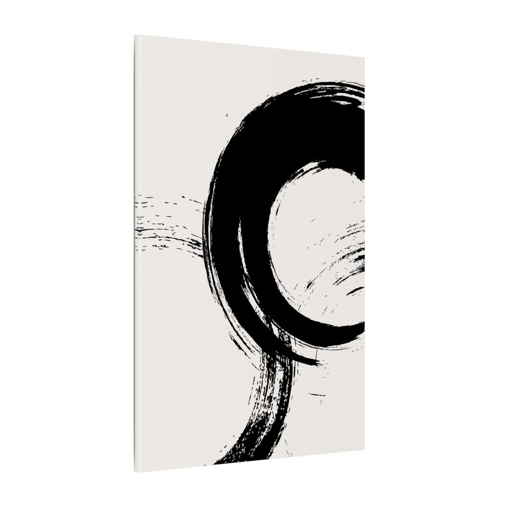 Zen Brushstroke Canvas Wall Art — Minimal Black Circle Abstract
