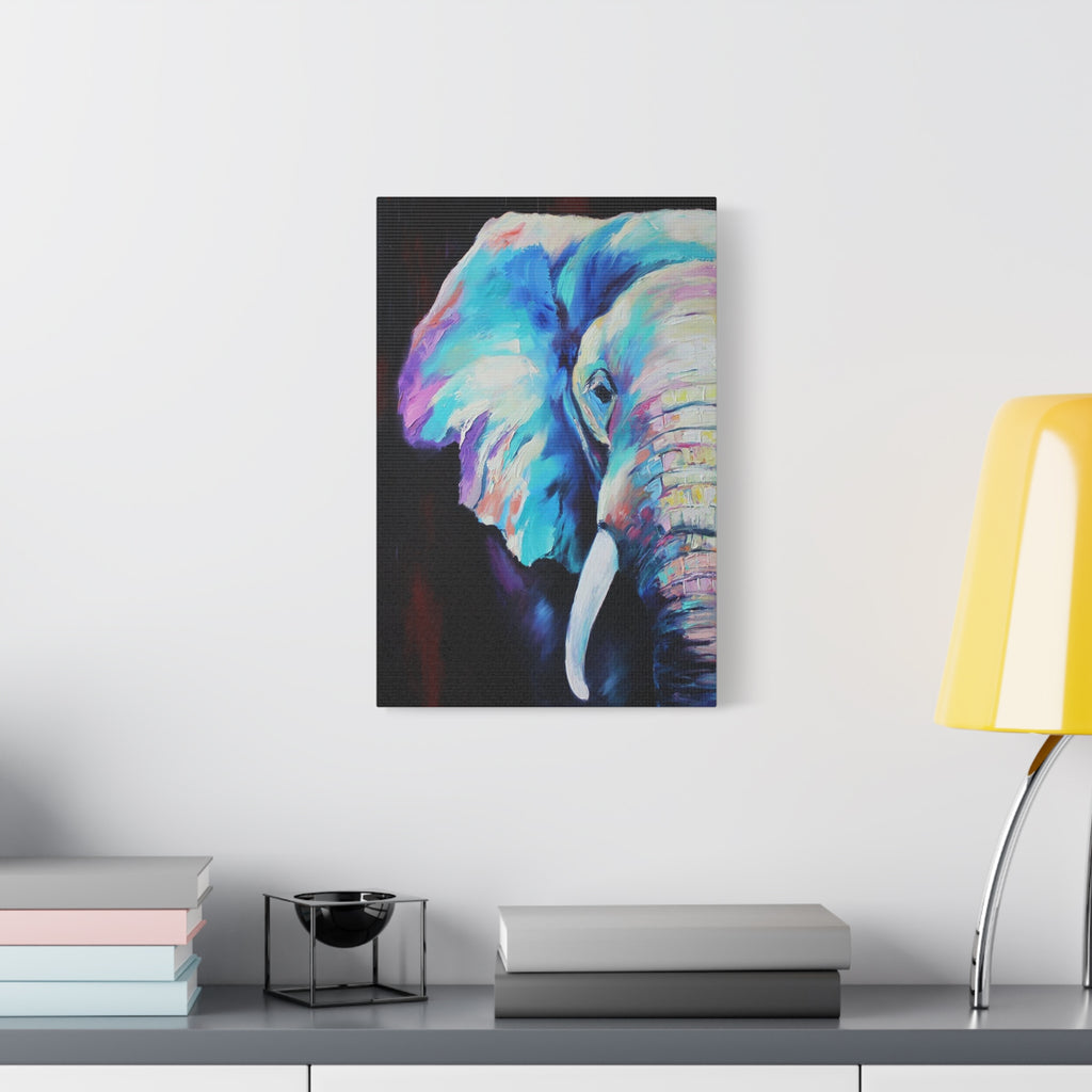 Vibrant Colorful Elephant Matte Stretched Canvas Wall Art