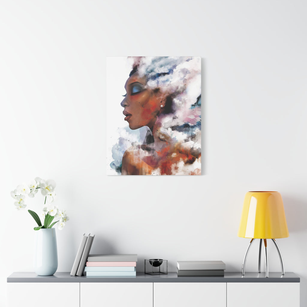 Abstract Portrait Canvas - Dreamy Woman Watercolor Wall Art