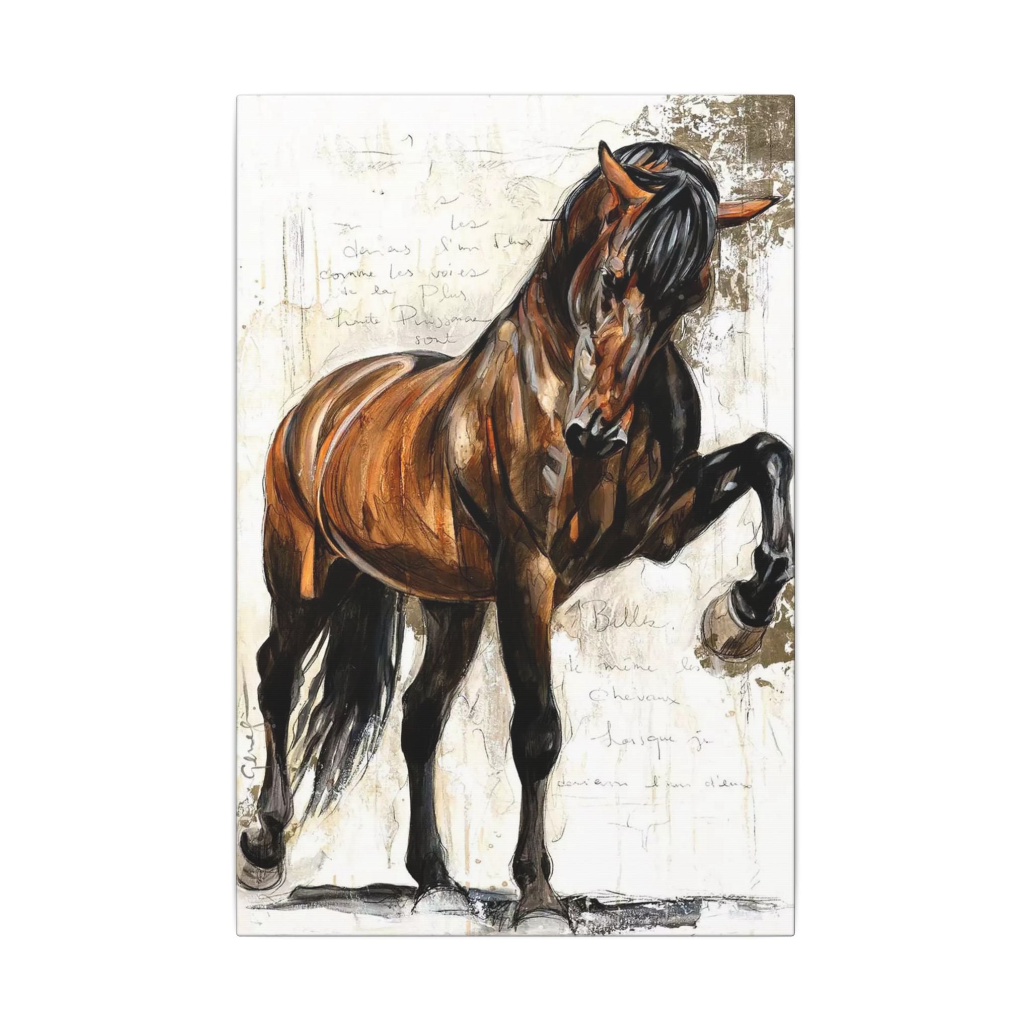 Horse Canvas Wall Art — Brown Stallion Matte Stretched Canvas 