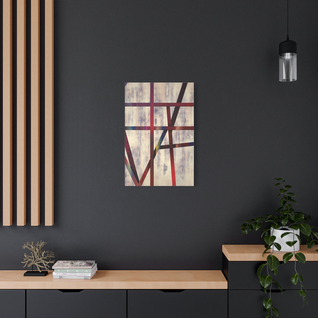 Abstract Geometric Canvas Wall Art — Modern Red & Neutral Stretched Matte Print