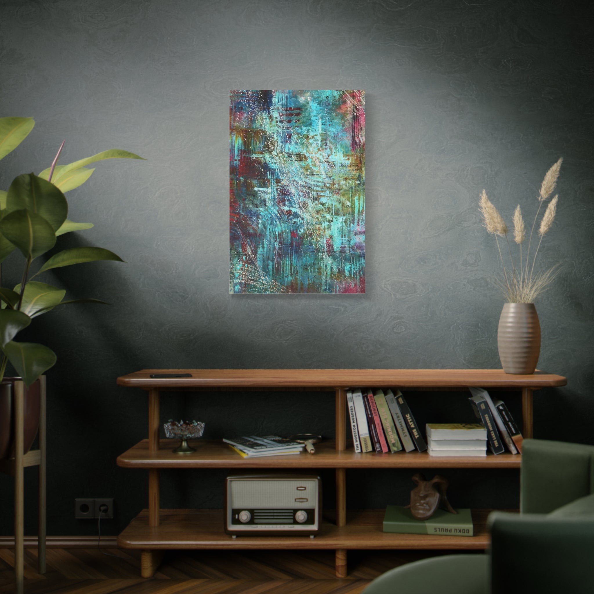 Abstract Teal & Rust Matte Canvas Art (Stretched 1.25") 