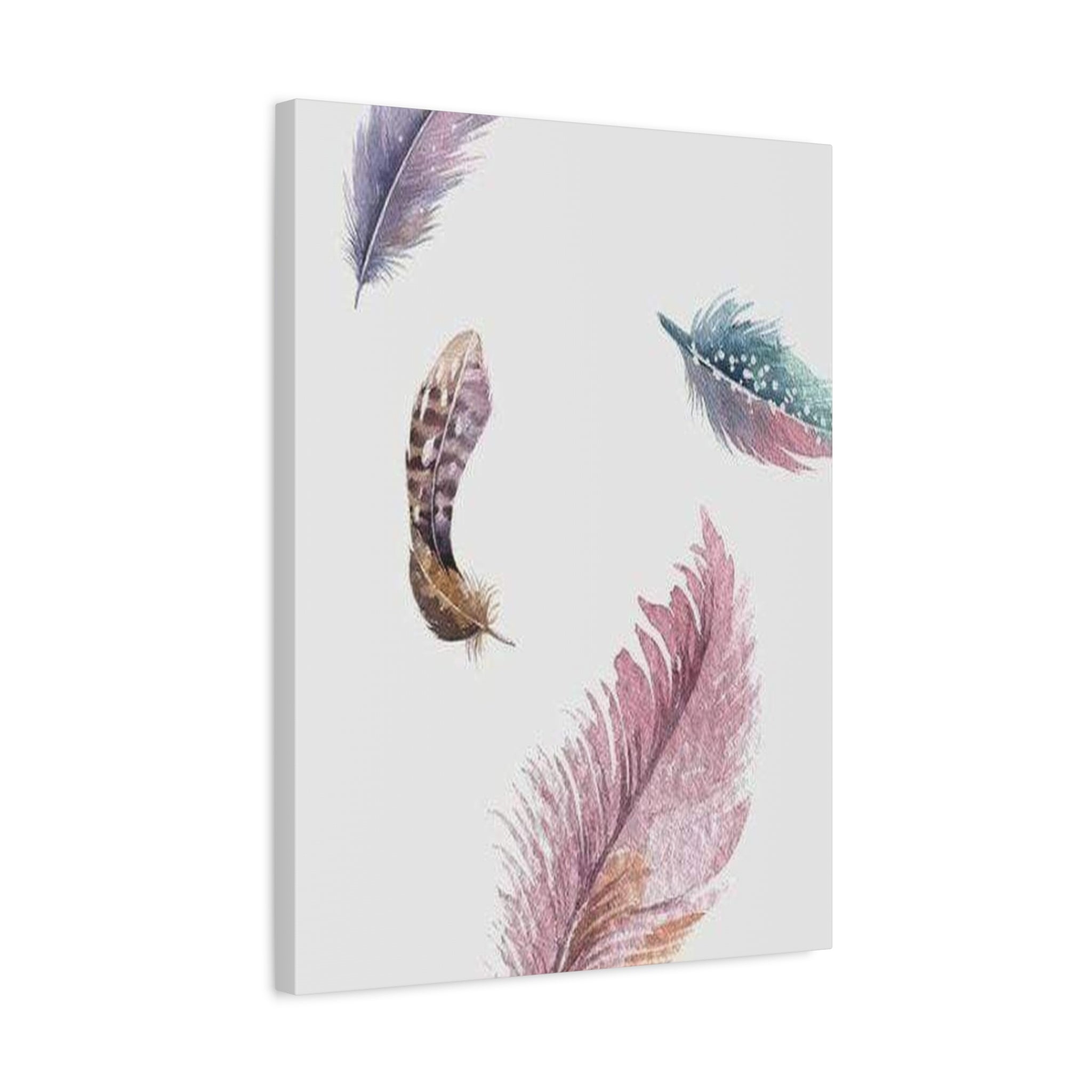 Soft Watercolor Feathers Canvas Wall Art - Stretched 1.25" Matte Design - TheKaraHan