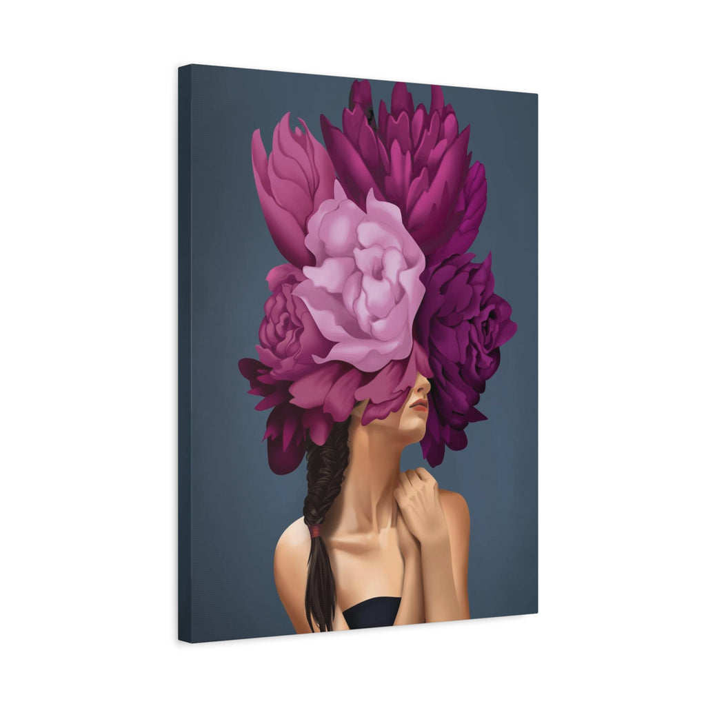 Floral Masked Woman Matte Canvas Wall Art – Stretched 1.25" 