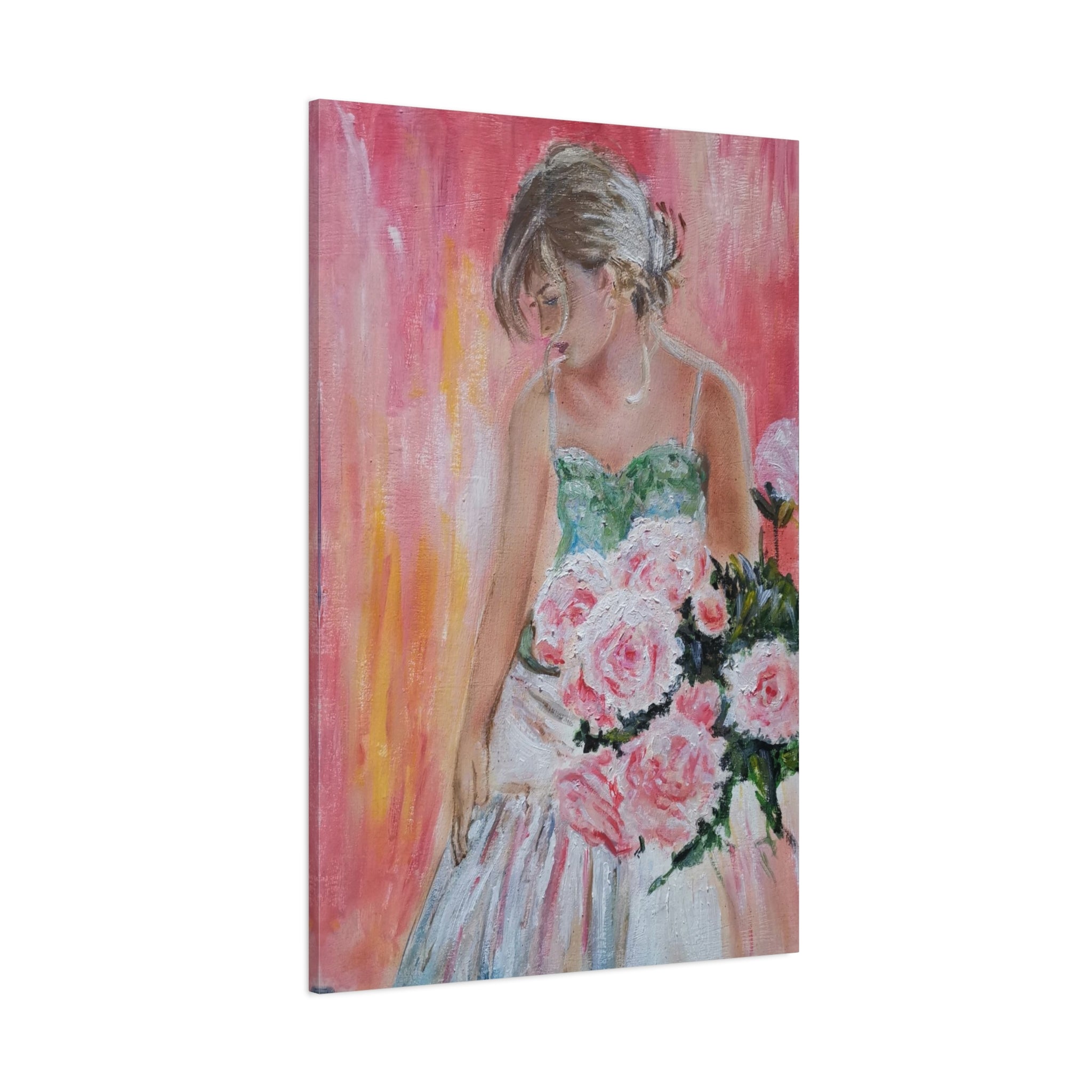 Romantic Rose Ballet Canvas Print — Pink Floral Ballerina Wall Art 