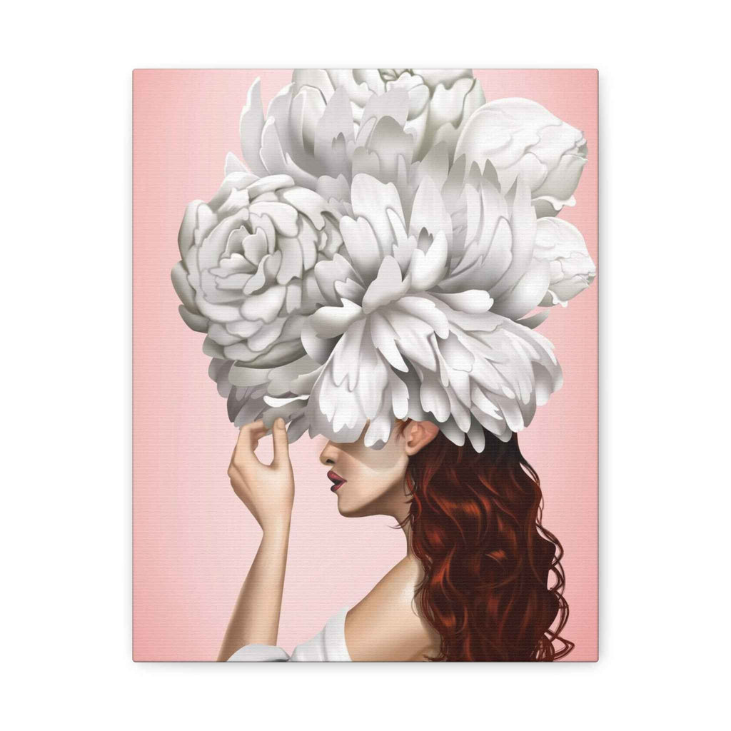Floral Headdress Wall Art - Pink Portrait Matte Stretched Canvas - TheKaraHan