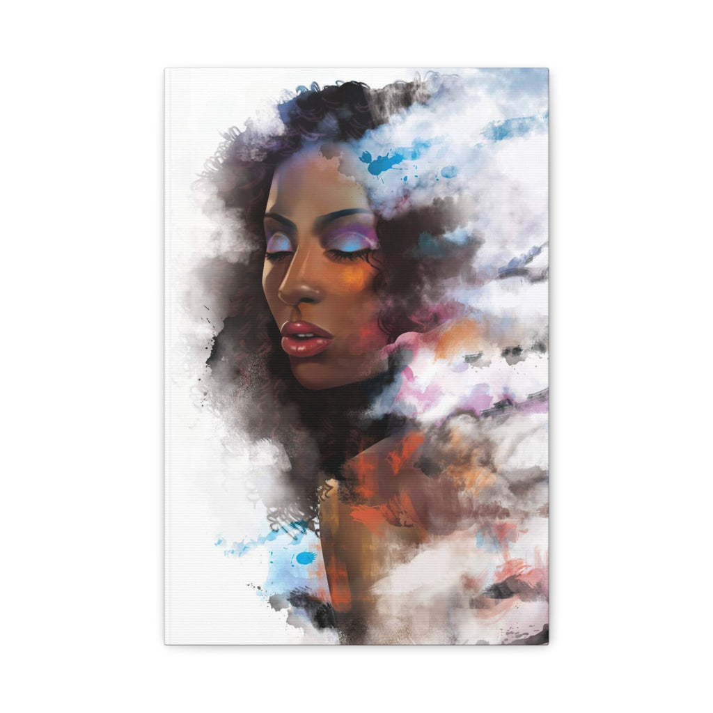 Abstract Portrait Canvas Wall Art — Colorful Afrocentric Woman Matte Stretched Canvas