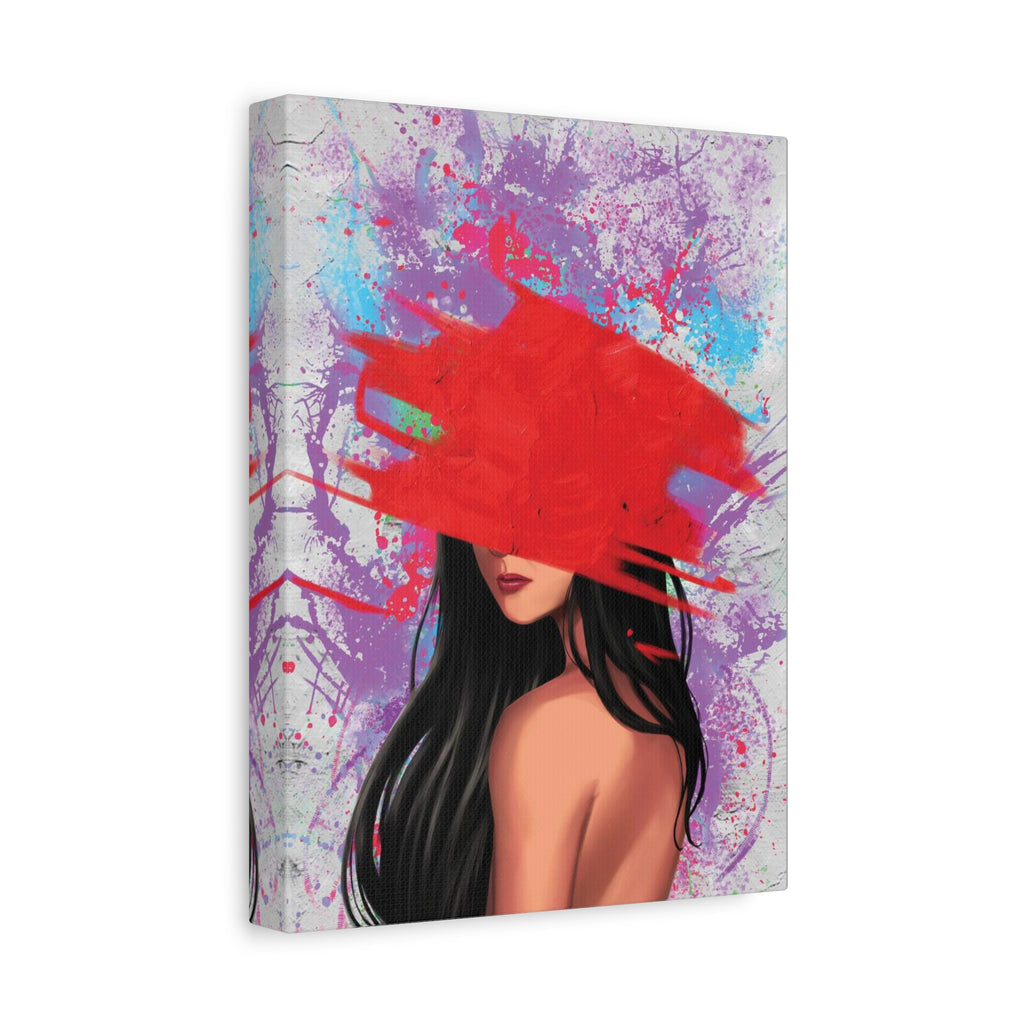 Abstract Red Brushstroke Woman — Matte Stretched Canvas Wall Art 