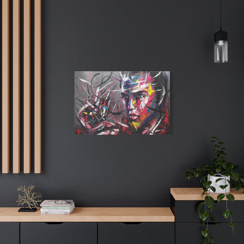 Abstract Colorful Portrait Matte Canvas Wall Art — Modern Face Painting 
