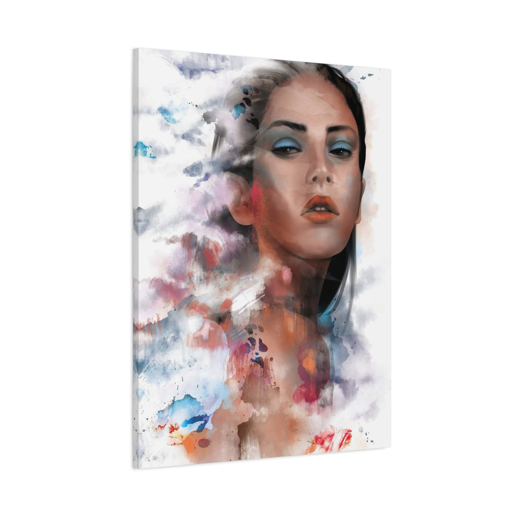 Watercolor Portrait Canvas Print — Ethereal Female Face Matte Stretched Art