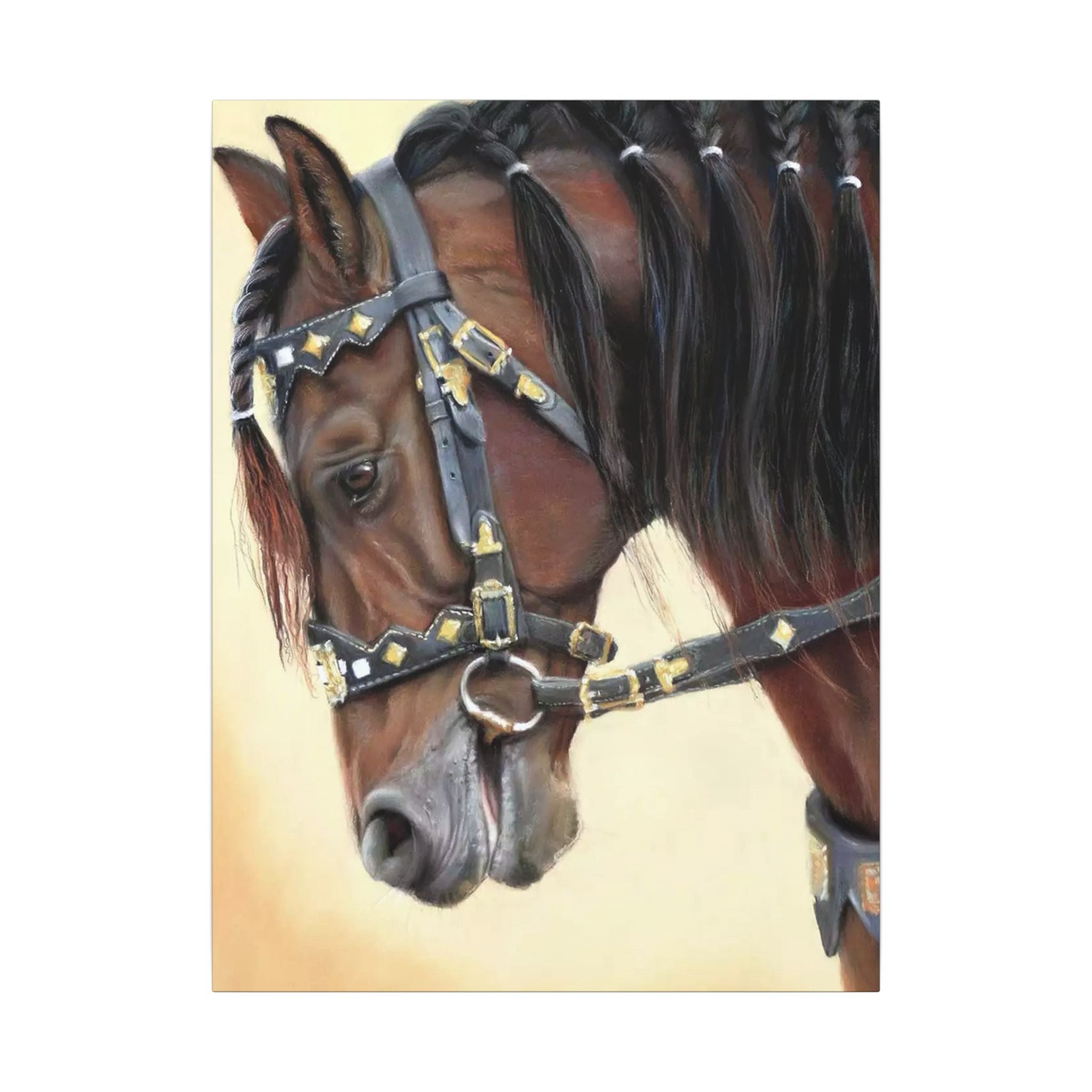 Horse Portrait Canvas Print — Elegant Bridle Art for Home & Stable Decor 