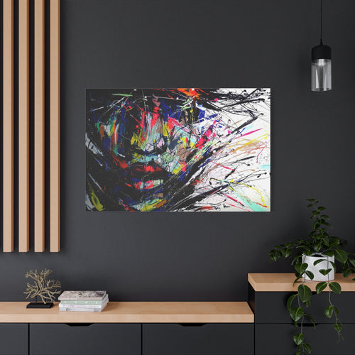 Abstract Color Splash Face — Matte Stretched Canvas Wall Art 