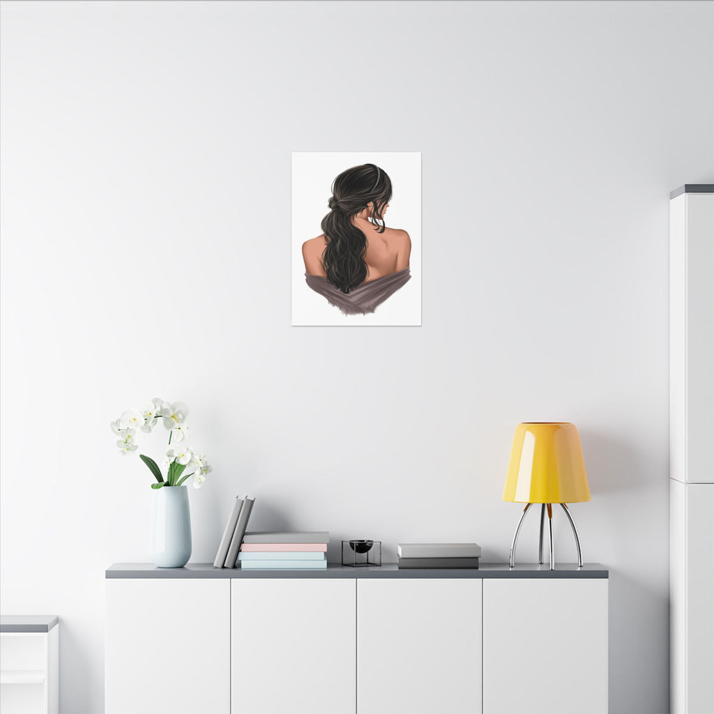 Portrait Canvas Print — Woman Back View with Loose Ponytail 