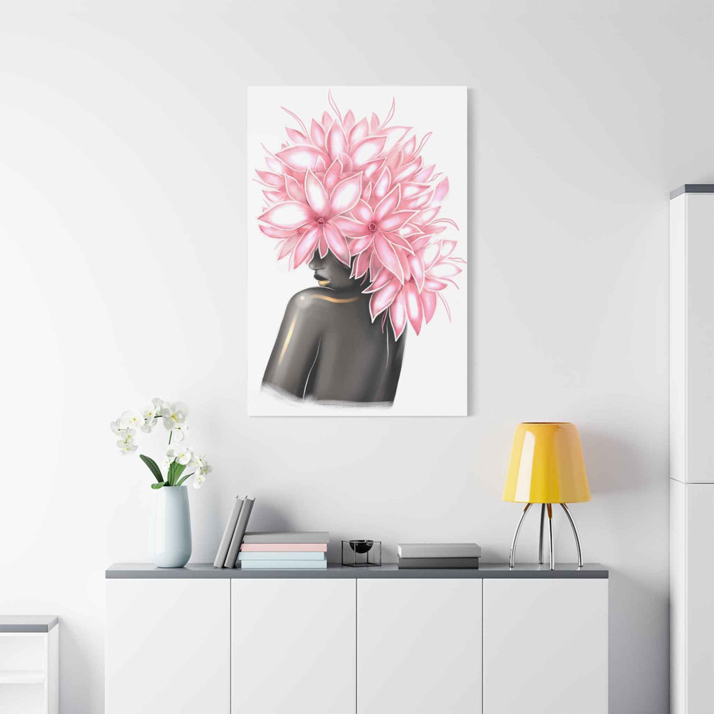 Pink Floral Bust Wall Art Canvas Print – Minimalist Abstract Flower Sculpture Artwork