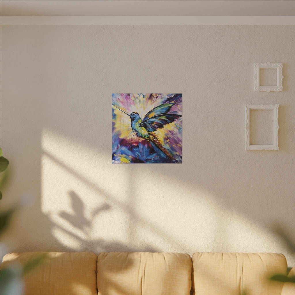 Vibrant Hummingbird Canvas Art - Colorful Abstract Bird Wall Decor (Matte Stretched) - TheKaraHan