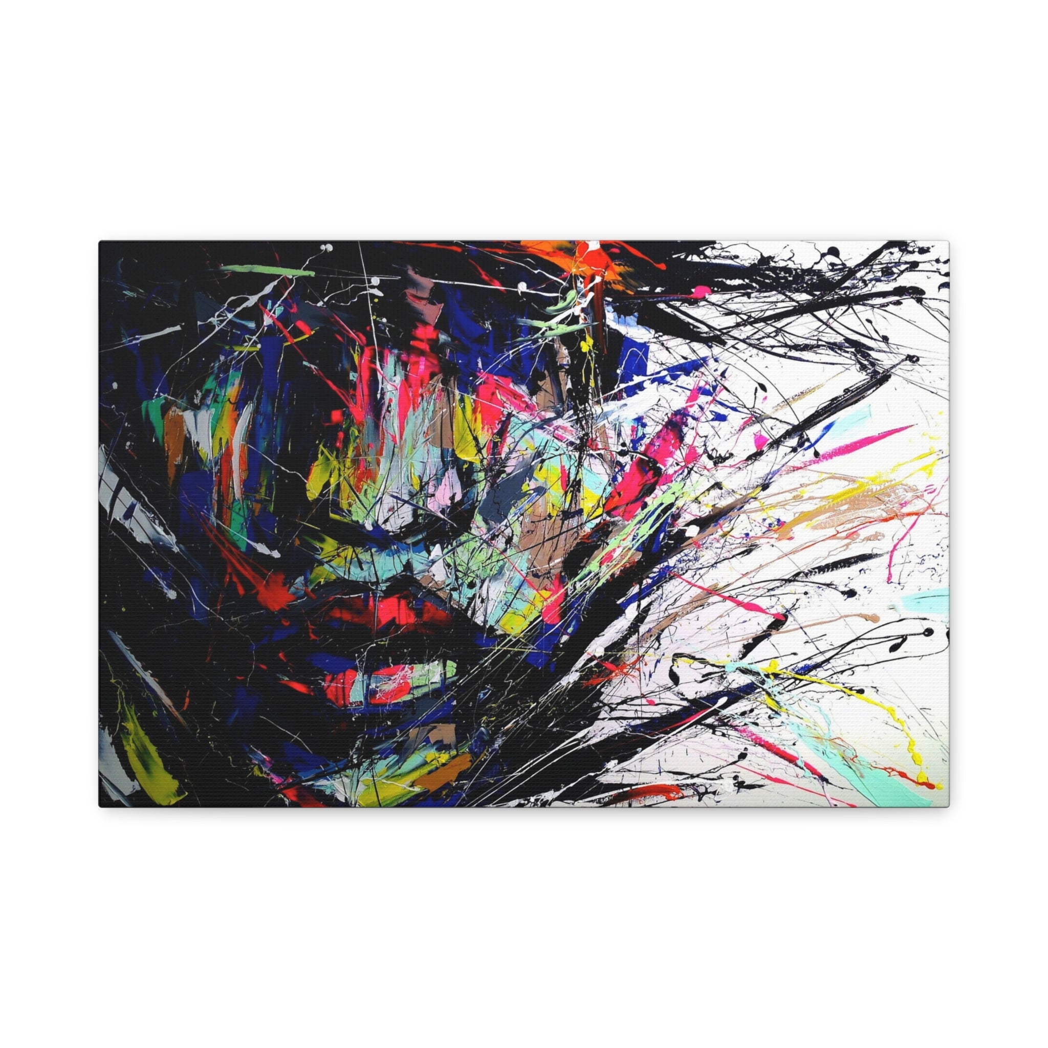 Abstract Color Splash Face — Matte Stretched Canvas Wall Art 
