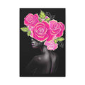 Pink Floral Woman Canvas Wall Art – Abstract Female Portrait
