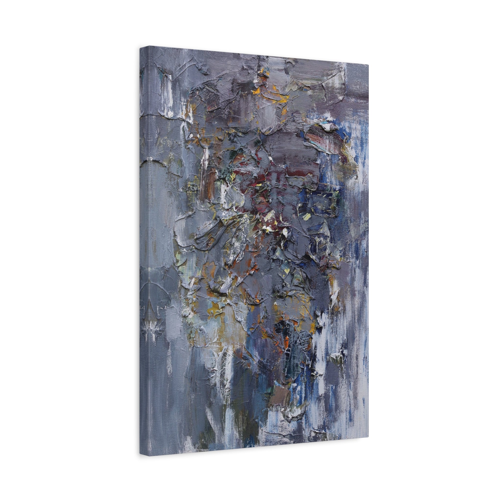 Abstract Textured Canvas Wall Art — Moody Blue Grey Palette