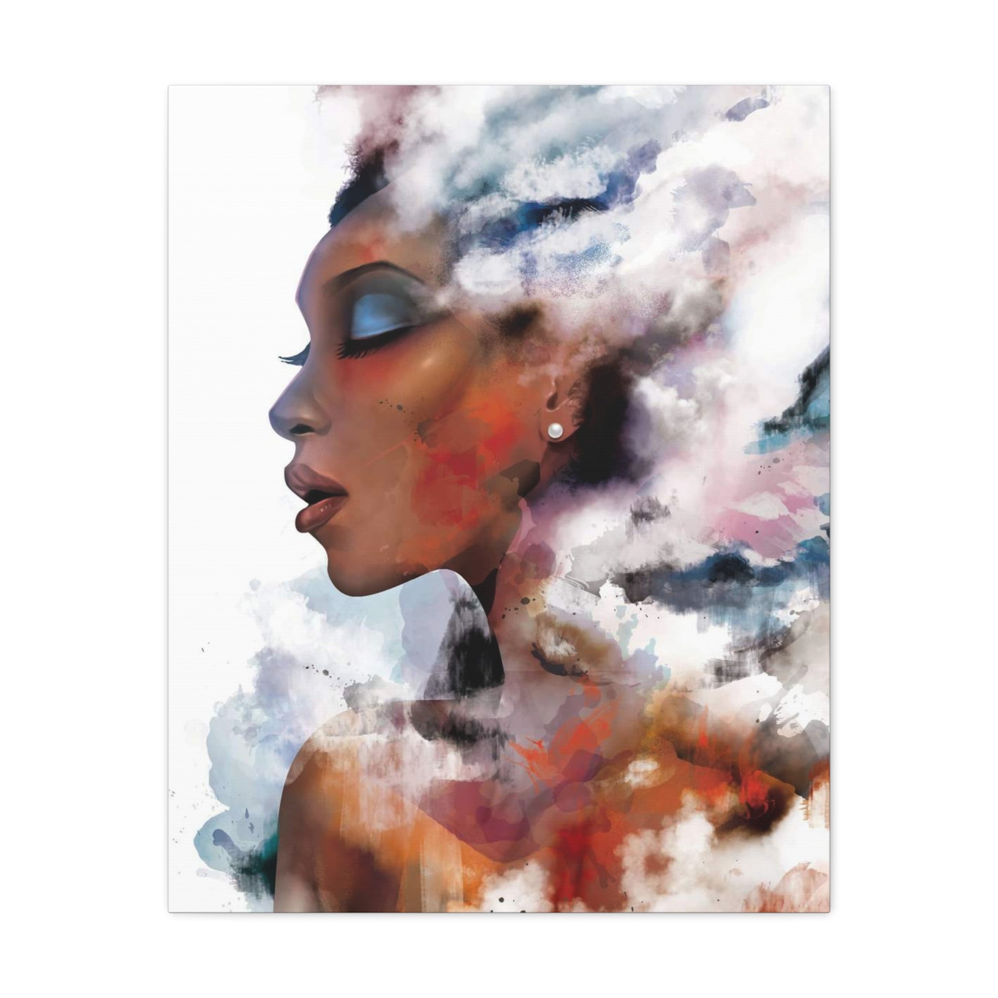 Abstract Portrait Canvas - Dreamy Woman Watercolor Wall Art 